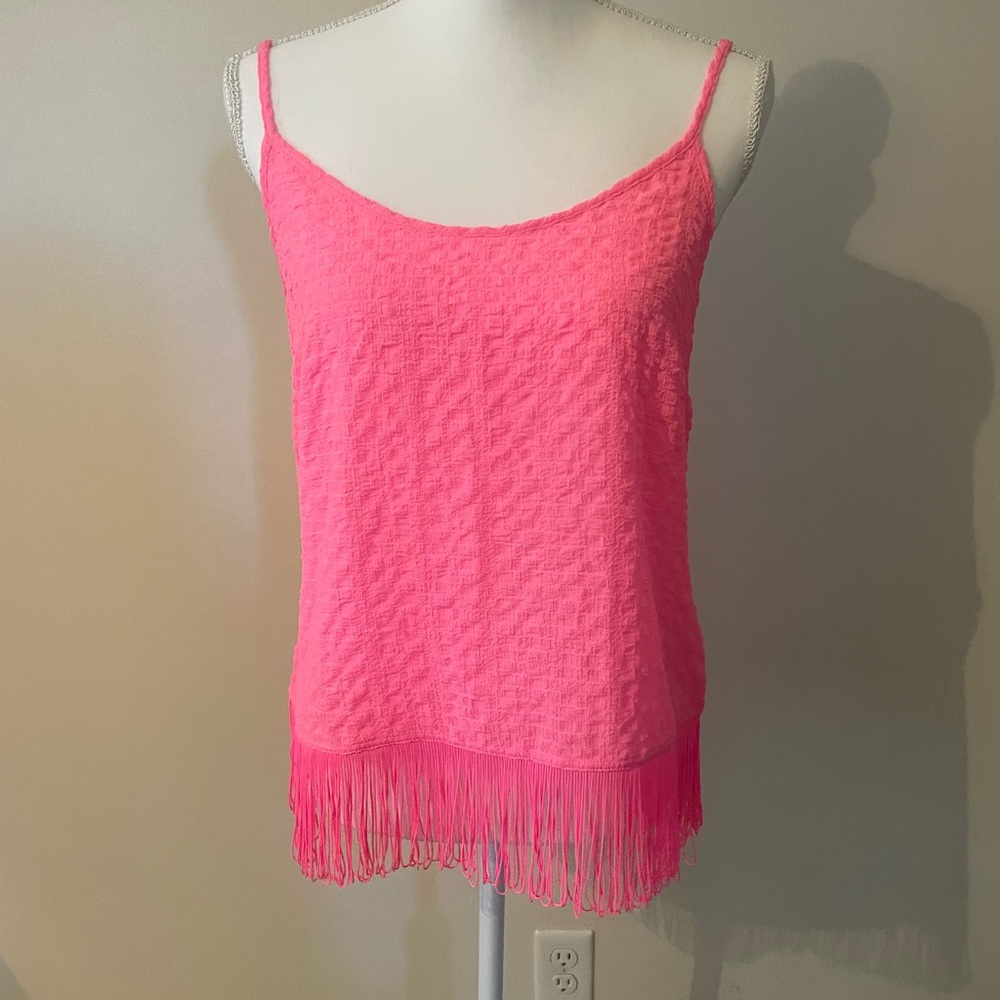 Lilly Pulitzer pink fringe top.